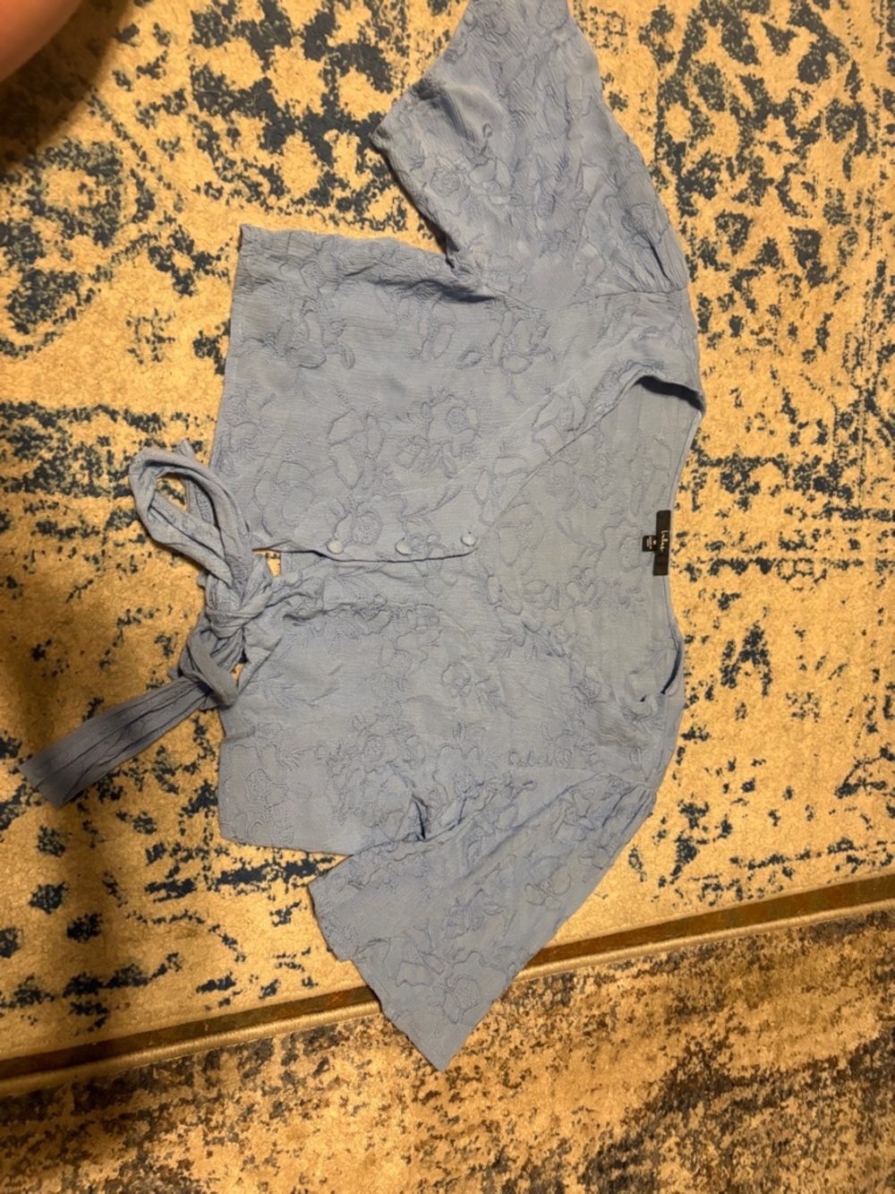 Lulu's Light Blue Floral Lace Top